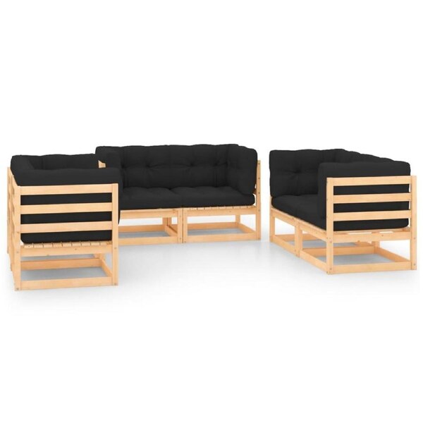 6 Piece Garden Lounge Set with Cushions Solid Pinewood vidaXL