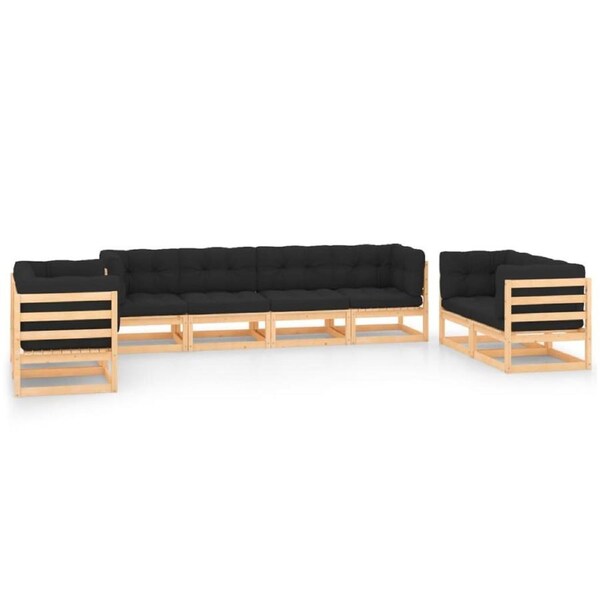 8 Piece Garden Lounge Set with Cushions Solid Pinewood vidaXL