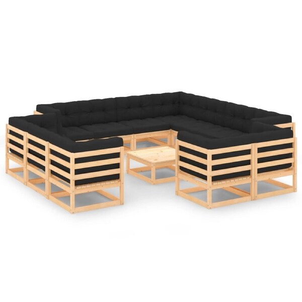 13 Piece Garden Lounge Set with Anthracite Cushions Pinewood vidaXL