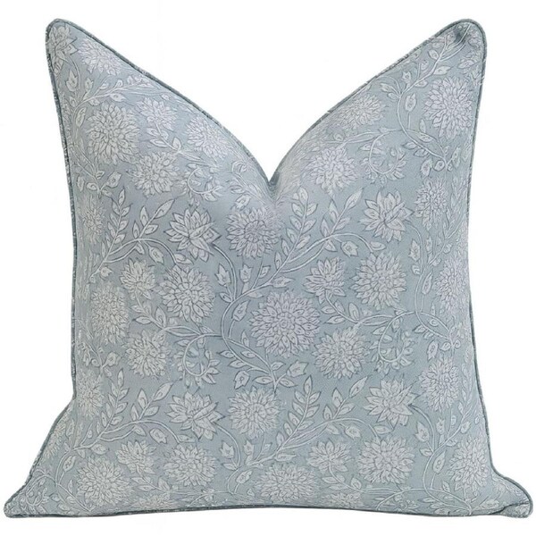 Kolka Pastel Grey Floral Luxurious Soft Cotton Voile Decorative Cushion - Grey