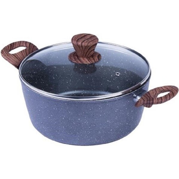 24cm Ceramic Marble Coat PFOA Free Non-Stick Casserole Pot Pan Dish with Lid