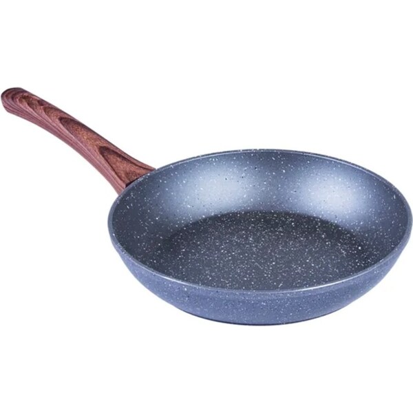 24cm Marble Stone Ceramic Coat PFOA Free Non-Stick Frypan w/ Wooden Look Handle