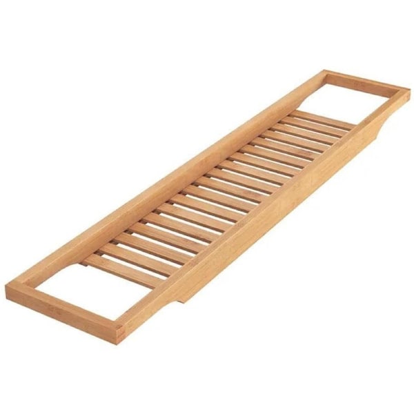 Bathroom Bamboo Bath Caddy Book Wine Glass Holder Tray Over Bathtub Rack Support