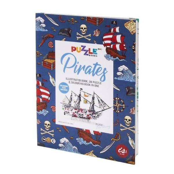 IS GIFT Illustrated 3D Puzzle Colouring Book - Pirates Kids Craft Activity