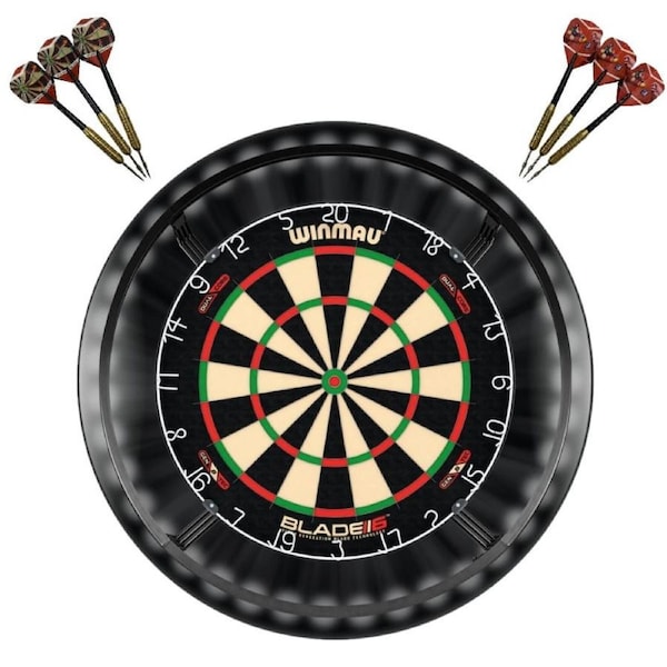 Winmau Blade 6 DUAL CORE Dart Board + Target Corona Light + Black Surround + Darts