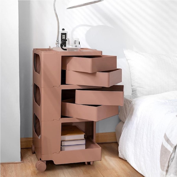5 Tier Storage Trolley Cart ArtissIn Bedside Table Replica Pink