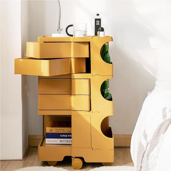 5 Tier Storage Trolley Cart ArtissIn Bedside Table Replica Yellow