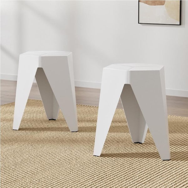 Artiss 2x Bar Stools Puzzle Plastic Foot Stool White