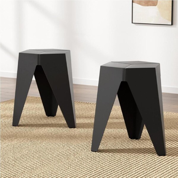 Artiss 2x Bar Stools Puzzle Plastic Foot Stool Black
