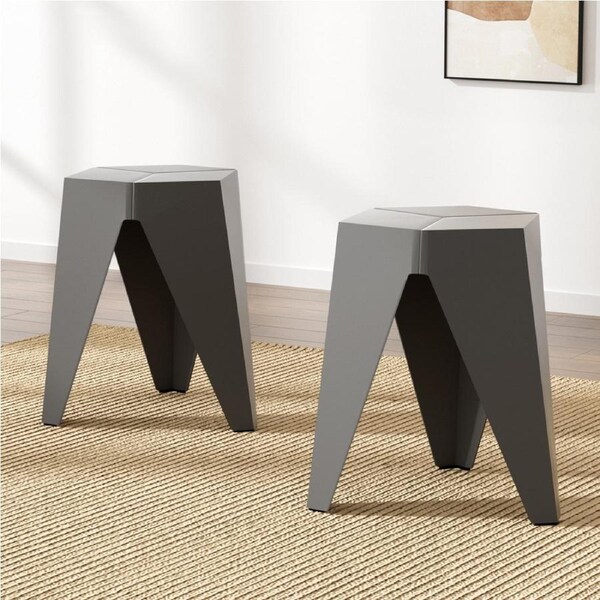 Artiss 2x Bar Stools Puzzle Plastic Foot Stool Grey