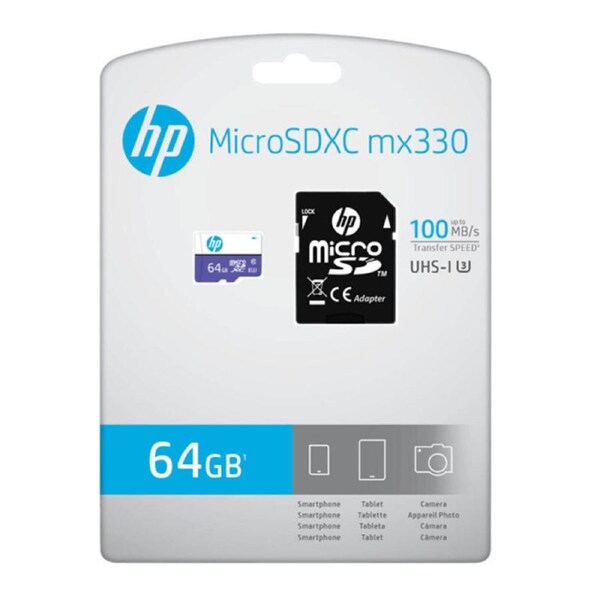 HP MicroSDXC U3 A1 64GB Micro SD Memory Card w/ Adapter for Smartphone/Tablet