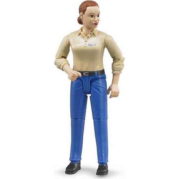 Bruder Bworld 10cm Brown-Haired Woman In Blue Jeans 1:16 Action Figurine 4+ Toy
