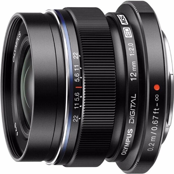 Olympus M.Zuiko 12mm f/2.0 Black Wide Angle Lens