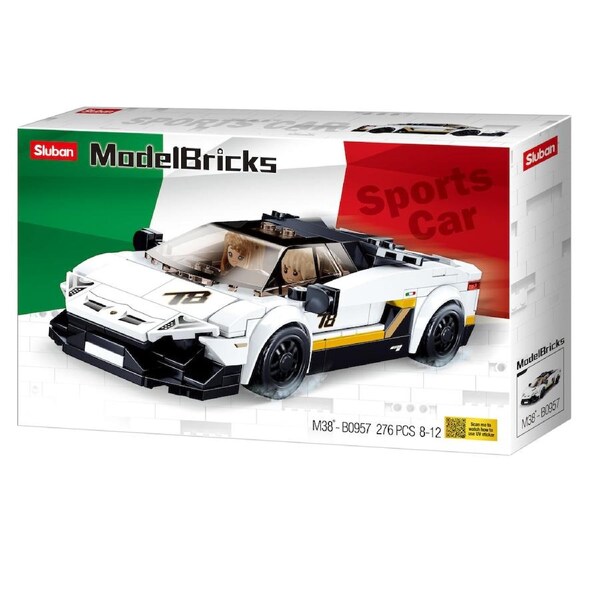 SLUBAN RACING CAR WHITE 276 PCS M38 - B0957