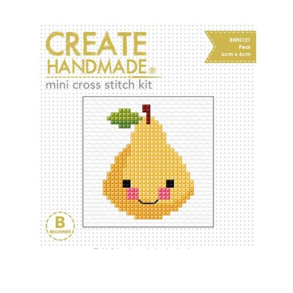 Create Handmade Cross Stitch Kit Beginner Pear 6x6cm