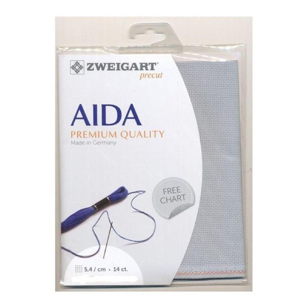Zweigart Cross X Stitch Aida Cloth 14 Ct Pewter Grey 36x48cm Fabric
