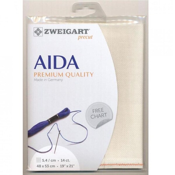 Zweigart Cross X Stitch Aida Cloth 14 Ct Ecru Cream 48x53cm Fabric