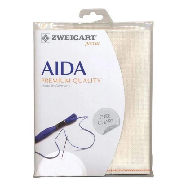 Zweigart Cross X Stitch Aida Cloth 18 Ct Ecru Cream 36x48cm Fabric