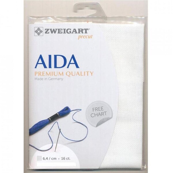 Zweigart Cross X Stitch Aida Cloth 16 Ct Antique White 36x48cm Fabric