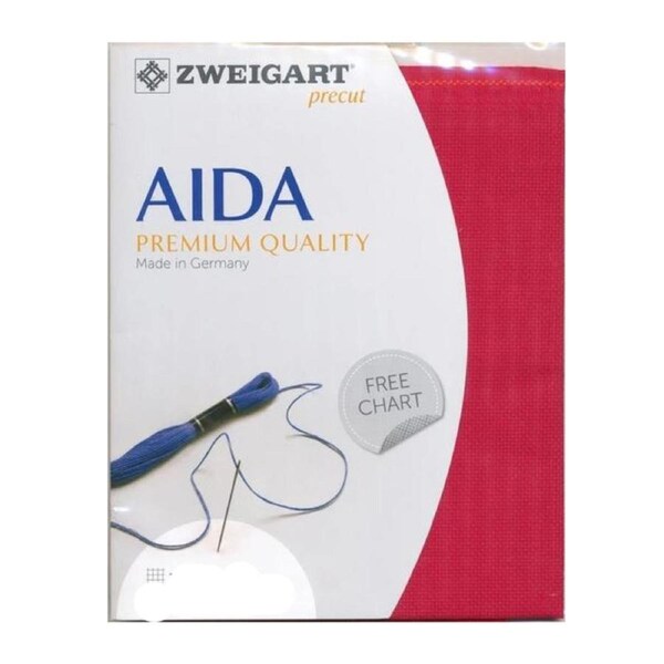 Zweigart Cross X Stitch Aida Cloth 14 Count Red 48x36cm Fabric