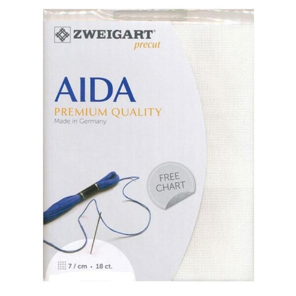 Zweigart Cross X Stitch Aida Cloth 18 Ct Antique White 36x48cm Fabric