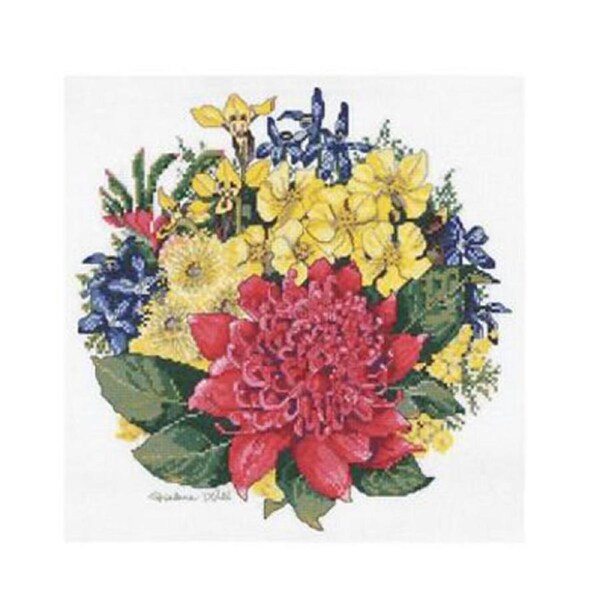 DMC Cross X Stitch Kit Waratah Bouquet Kit Incl Threads