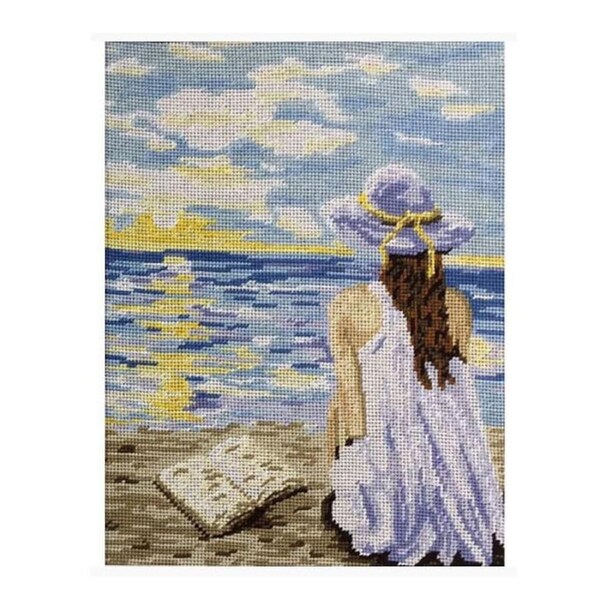Gobelin Tapestry Girl At The Beach 30x40cm Printed Design