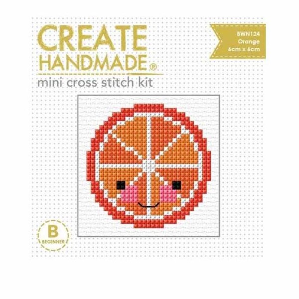 Create Handmade Cross Stitch Kit Beginner Orange 6x6cm