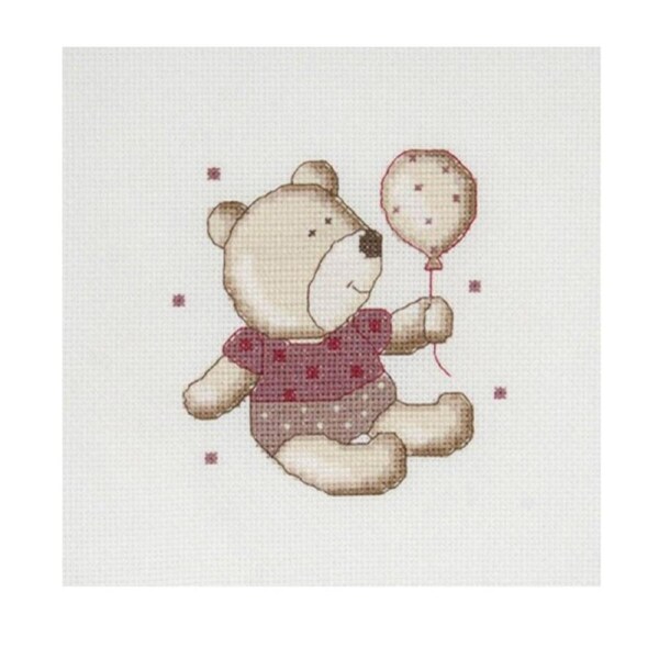 DMC Cross X Stitch Kit Teddydou Balloon 11x11cm incl Threads