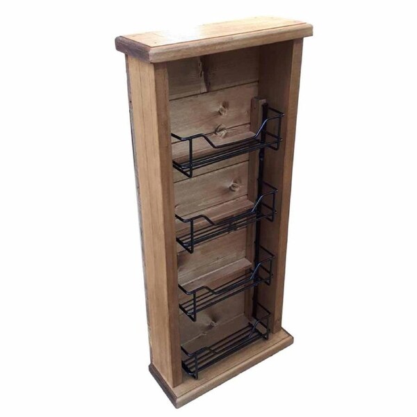 French Country Timber Wooden Spice Rack Tall Skinny Insert Handmade