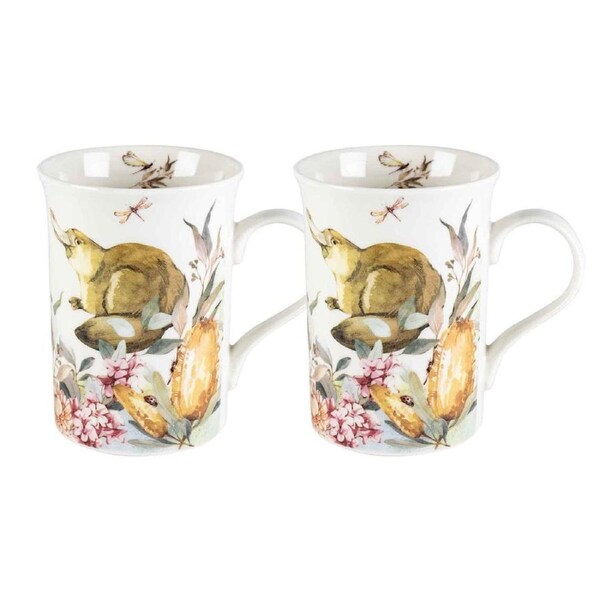 Elegant Kitchen Tea Coffee Fauna Platypus Mugs Cups Set of 2
