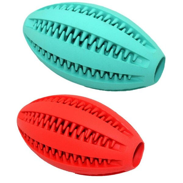 Catzon 2 Pcs Dog Puzzle Teething Toys Football Non-Toxic Durable Dog IQ Chew Toy-LightBlue/Red
