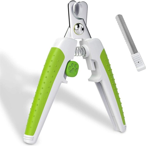 Catzon Dog Nail Clippers Stainless Steel Dog Nail Clippers with Safety Guard Nail File for Large Dogs-Green