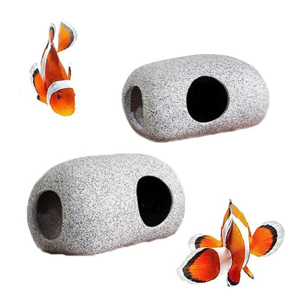 Catzon 2Pcs Aquarium Hideaway Rocks for Aquatic Pets to Breed Play and Rest Aquascape Decor Stones-MM1601/1602