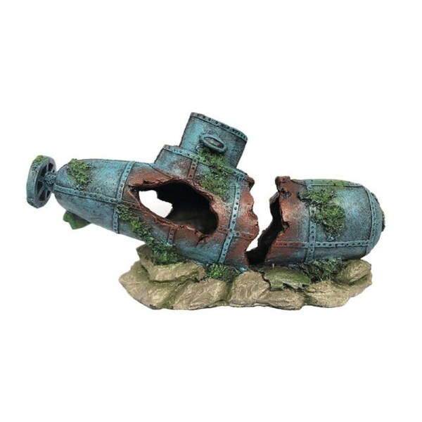 Catzon Aquarium Submarine Ornaments Shipwreck Decorations Resin Material Sunken Ship Decor-WS048