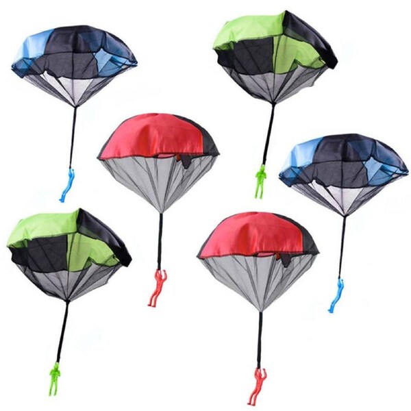 Catzon Parachute Toy 6 Pieces Set Free Throwing Outdoor Childrens Flying Toys-BlueGreenRed