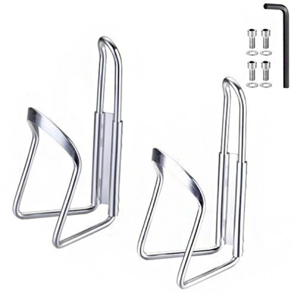 Catzon 2 Pieces Light Aluminum Alloy Bicycle Outdoor Activity Bottle Cage Drilled Holes Required-Silver