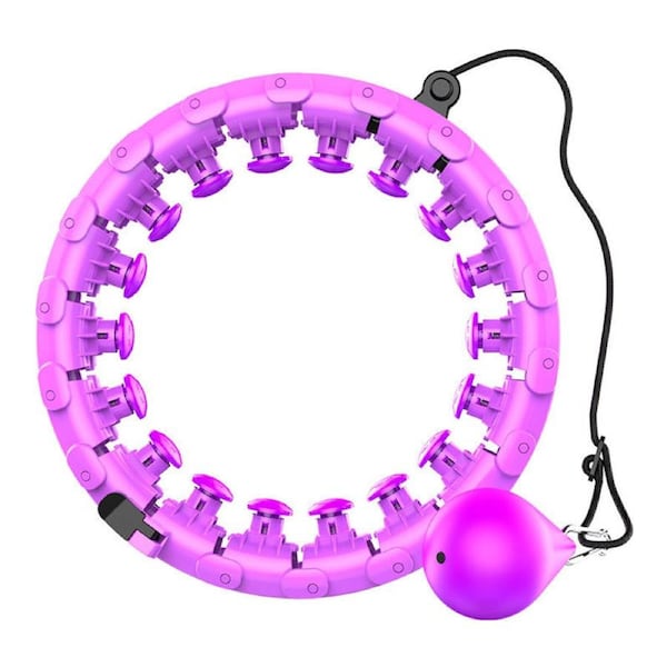 Catzon Smart Weighted Hoola Hoop 24 Detachable Knots Adjustable Size Exercise Hoops-Purple