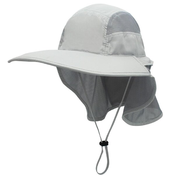 Catzon Unisex Outdoor Activities UV Protecting Sun Hats with Adjustable Neck Flap-Light gray