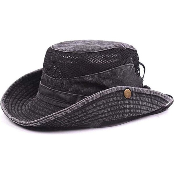 Catzon Sun Hat Wide Brim Fisherman Hat Safari Boonie Hat-Black
