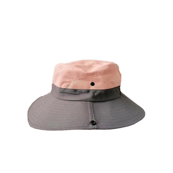 Catzon Women's UV Protection Wide Brim Sun Hat-Cool Mesh Foldable Travel Outdoor Fishing Hat-Pink+Gray