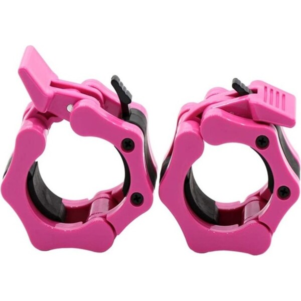 Catzon Pair of Olympic Barbell Clip Professional Barbell Plate Lock Collar Clip for 5CM Lever-RoseRed