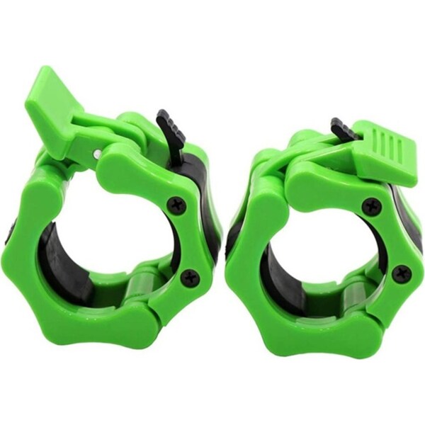 Catzon Pair of Olympic Barbell Clip Professional Barbell Plate Lock Collar Clip for 5CM Lever-Green