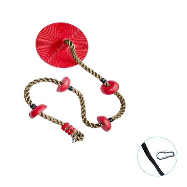 Catzon Climbing Rope Platform Disc Swing Set Includes Free Hanging Strap Carabiner-Red