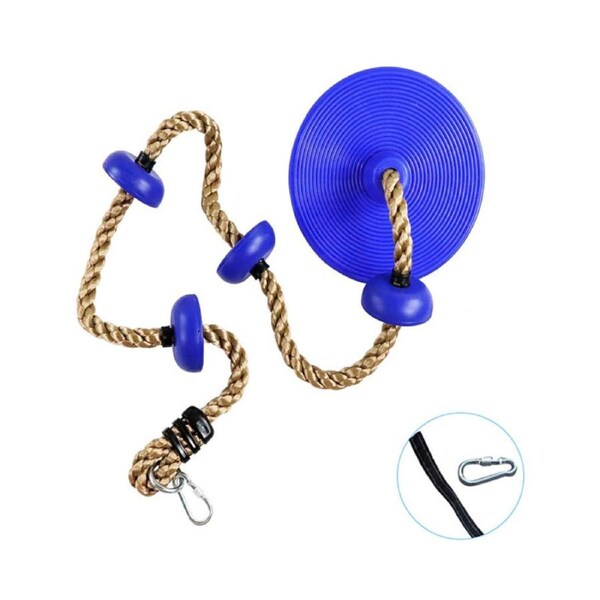 Catzon Climbing Rope Platform Disc Swing Set Includes Free Hanging Strap Carabiner-Blue