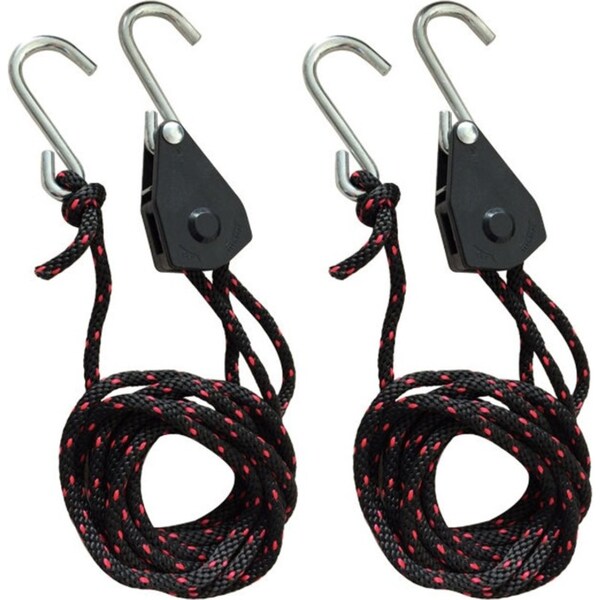 Catzon 2Packs S-hook Pulley Lanyard Long Lightweight Durable Adjustable Rope Hanger-BlackRed