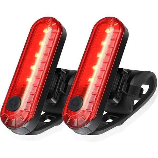 Catzon USB Rechargeable LED Bike Tail Light 2 Pack 4 Light Mode Options-Red