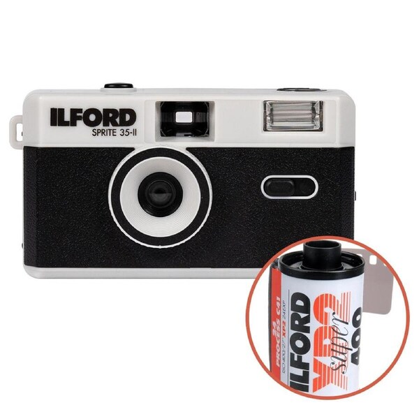 Ilford Sprite 35-II Reusable Camera - Black & Silver with Ilford XP2 24 Film