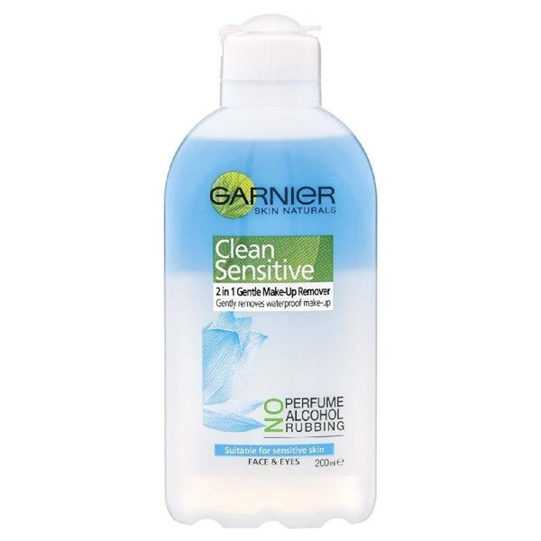 Garnier Clean Sensitive 2in1 Gentle Waterproof Make Up Remover 200Ml