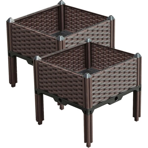 SOGA 2X 40cm Raised Planter Box Vegetable Herb Flower Outdoor Plastic Plants Garden Bed with Legs